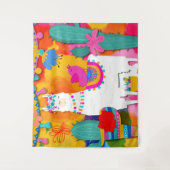 Fiesta Llama Colorful Birthday Party Backdrop Wandkleed (Voorkant)