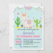 Fiesta Llama Fun 1e Verjaardag Uitnodiging (Voorkant)