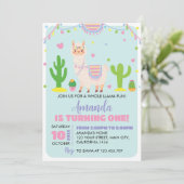 Fiesta Llama Fun 1e Verjaardag Uitnodiging (Staand voorkant)