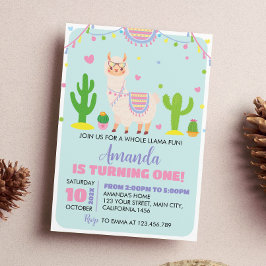 Fiesta Llama Fun 1e Verjaardag Uitnodiging
