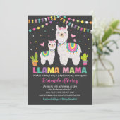Fiesta Llama Girl Baby shower/Cactus Alpaca Kaart (Staand voorkant)