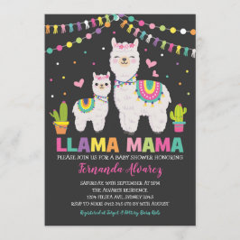 Fiesta Llama Girl Baby shower/Cactus Alpaca Kaart