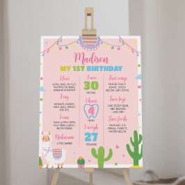 Fiesta Llama Leuk Meisje 1e Verjaardag Mijlpaal Te Poster