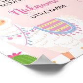 Fiesta Llama Leuk Meisje 1e Verjaardag Mijlpaal Te Poster (Hoek)