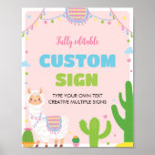 Fiesta Llama Verjaardagsfeest Tafelbord Poster (Voorkant)