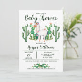 Fiesta Llama Waterverf Baby shower uitnodiging (Staand voorkant)