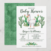 Fiesta Llama Waterverf Baby shower uitnodiging (Voorkant / Achterkant)