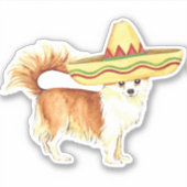 Fiesta Long Coat Chihuahua Vinyl Sticker (Voorkant)