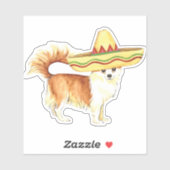 Fiesta Long Coat Chihuahua Vinyl Sticker (Vel)