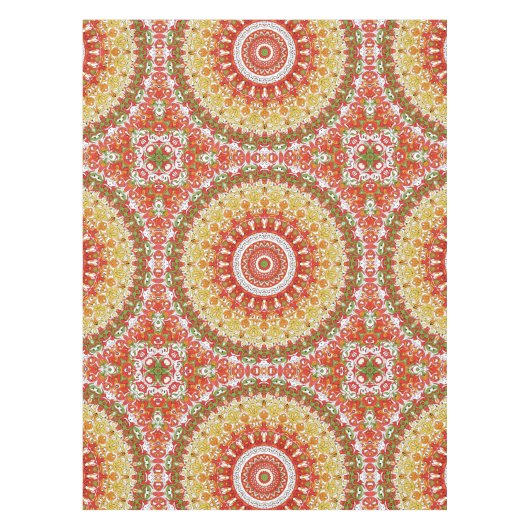 Fiesta Mandala Patroon in rood, geel en groen Tafelkleed (Voorkant)