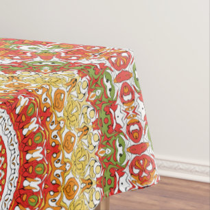 Fiesta Mandala Patroon in Rood, Geel en Groen Tafelkleed