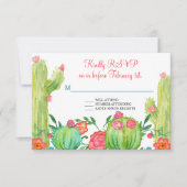 Fiesta Margarita Bloemige Cactus Trouw RSVP Kaart (Voorkant)