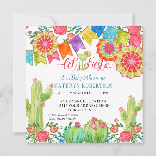 Fiesta Margarita Cactus Baby Jongen Douche Banner Kaart (Voorkant)