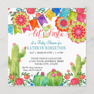 Fiesta Margarita Cactus Baby Jongen Douche Banner  Kaart