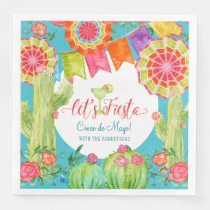 Fiesta Margarita Cinco de Mayo Party Cactus Art Servet