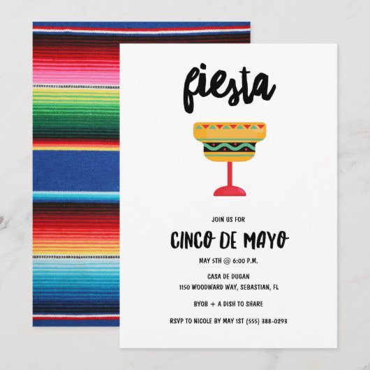 Fiesta Margarita Cinco de Mayo Party Kaart (Voorkant / Achterkant)