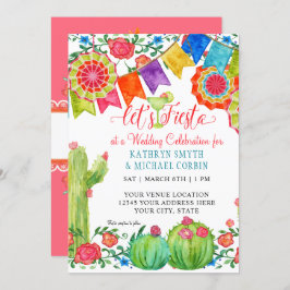 Fiesta Margarita Colorful Floral Cactus Wedding Kaart