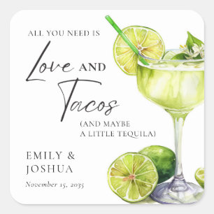 Fiesta Margarita Couples Douche Vierkante Sticker