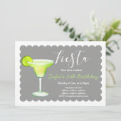 fiesta, margarita dag, verjaardag, uitnodiging (Staand voorkant)