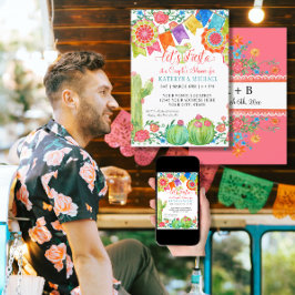 Fiesta Margarita Floral Cactus Art Couples Shower Kaart