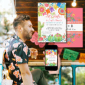 Fiesta Margarita Floral Cactus Art Couples Shower Kaart