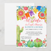 Fiesta Margarita Floral Cactus Art Couples Shower Kaart (Voorkant / Achterkant)