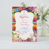 Fiesta Meisje Doop Uitnodigingskaart Kaart (Staand voorkant)