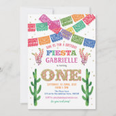 Fiesta, Meisje, Mexicaan, Cactus, Uno, 1e verjaard Kaart (Voorkant)