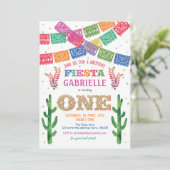 Fiesta, Meisje, Mexicaan, Cactus, Uno, 1e verjaard Kaart (Staand voorkant)