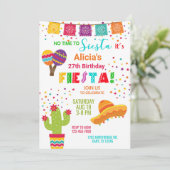 Fiesta meisje verjaardagsuitnodiging, elke verjaar kaart (Staand voorkant)