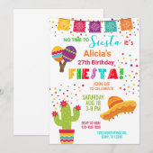 Fiesta meisje verjaardagsuitnodiging, elke verjaar kaart (Voorkant / Achterkant)