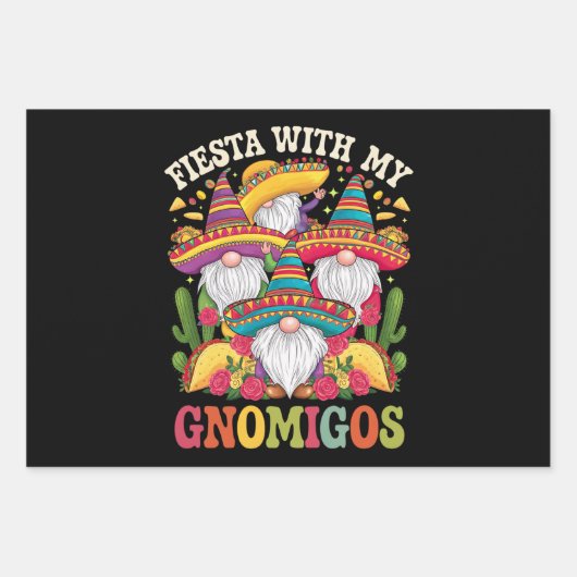 Fiesta met mijn Gnomigos Gnome Cinco de Mayo Inpakpapier Vel (Voorkant)