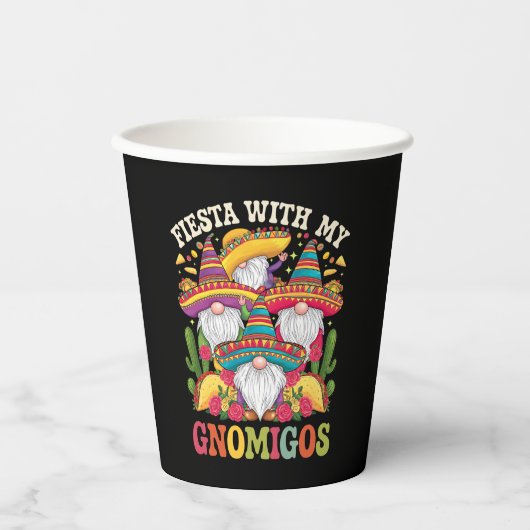 Fiesta met mijn Gnomigos Gnome Cinco de Mayo Papieren Bekers (Voorkant)