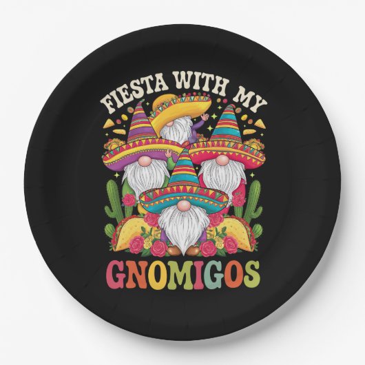 Fiesta met mijn Gnomigos Gnome Cinco de Mayo Papieren Bordje (Voorkant)