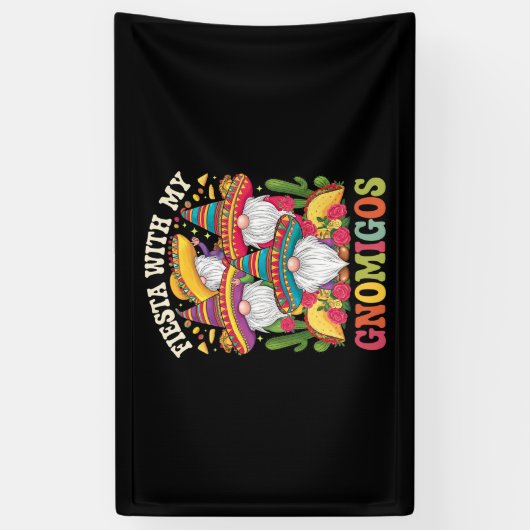 Fiesta met mijn Gnomigos Gnome Cinco de Mayo Spandoek (Verticaal)