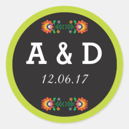 Fiesta Mexicaans Bloemen Ronde Stickers Label