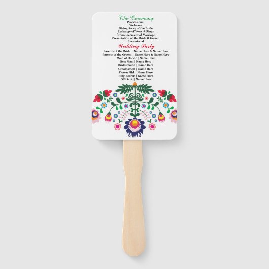 Fiesta Mexicaans Bloemen Trouwprogramma Hand Fan Handwaaier (Achterkant)