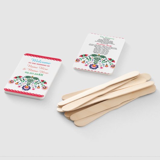 Fiesta Mexicaans Bloemen Trouwprogramma Hand Fan Handwaaier (Niet-gemonteerd)