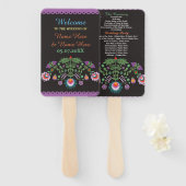 Fiesta Mexicaans Bloemen Trouwprogramma Hand Fan Handwaaier (Voorkant en achterkant)