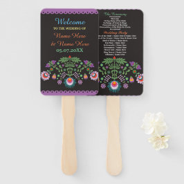 Fiesta Mexicaans Bloemen Trouwprogramma Hand Fan Handwaaier