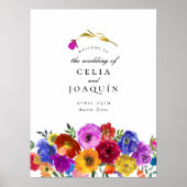 Fiesta Mexicaans Bloemstuk Bruiloft Welkom Bord Poster (Voorkant)