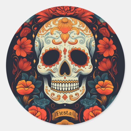 Fiesta! Mexicaans FEEST Ronde Sticker (Voorkant)