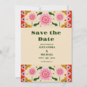 Fiesta Mexicaans Kleurrijke Bloemen Save The Date (Voorkant)