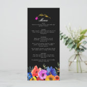 Fiesta Mexicaans Spaans Kleurrijke Bloemen Huwelij Menu (Staand voorkant)