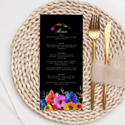 Fiesta Mexicaans Spaans Kleurrijke Bloemen Huwelij Menu