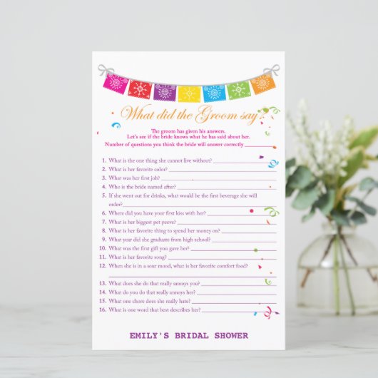 Fiesta Mexicaans Vrijgezellenfeest Game PRINTED (Staand voorkant)