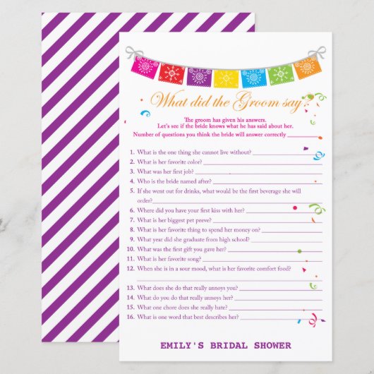 Fiesta Mexicaans Vrijgezellenfeest Game PRINTED (Voorkant / Achterkant)