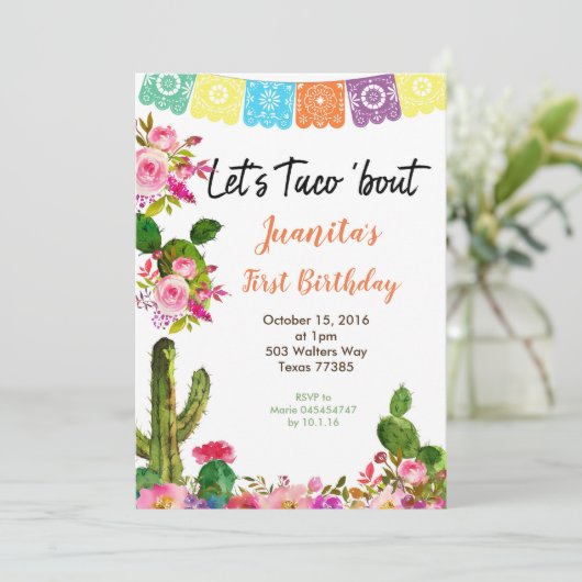 Fiesta Mexicaanse 1e verjaardag Uitnodiging (Staand voorkant)