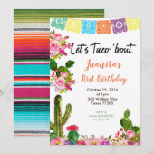 Fiesta Mexicaanse 1e verjaardag Uitnodiging (Voorkant / Achterkant)