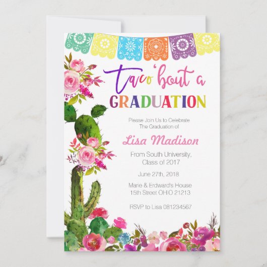 Fiesta Mexicaanse afstudeerfeest uitnodiging (Voorkant)